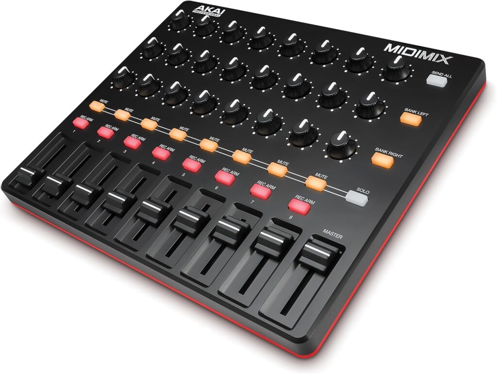 Akai Professional MIDImix - USB MIDI Controller Mixer with Assignable Faders and Master Fader, 24 Knobs and 16 Buttons, 1 to 1 Mapping With Ableton Live